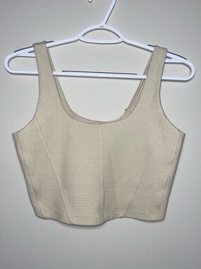 Offline By Aerie Beige M Lined Cotton Blend Corset Top NWT Clean Girl Summer